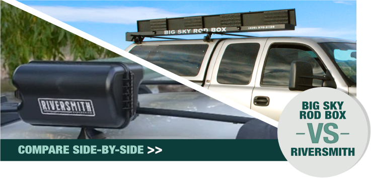 View Comparison of Big Sky Rod Box and Riversmith Brand Fly Rod Carriers
